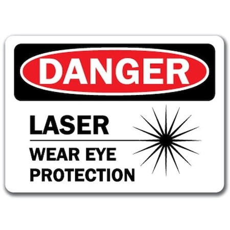 Signmission Danger Sign-Laser Wear Eye Protection-10in x 14in OSHA Sign, 14" H, DS-Laser Wear Eye Protection DS-Laser Wear Eye Protection